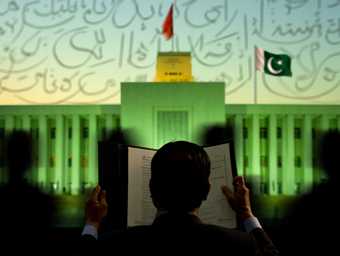 Parliament building with lawful plan imagery (faceless, cinematic)